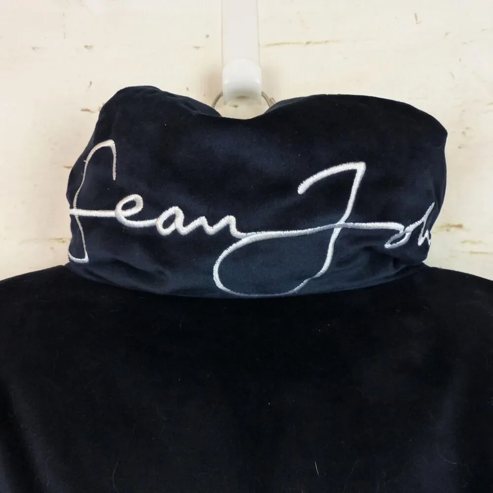 Sean John X Missguided Puffer Jacket Womens 2 US Navy Blue Velour Oversized Y2K - Picture 12 of 16